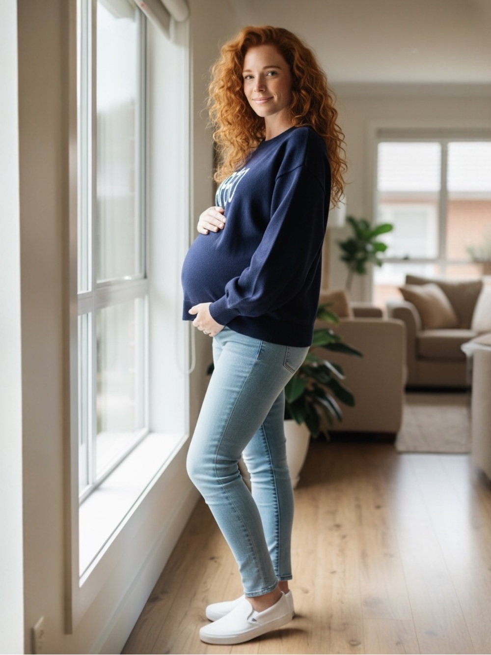 APERO Embroidered Jumper Navy S